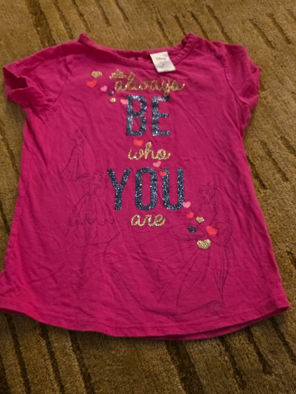 Disney Pink Short Sleeve 'BE YOU' Glitter Graphic Tee Size 6